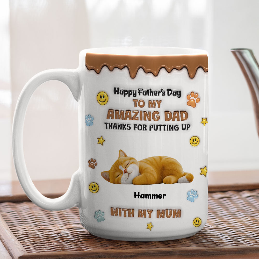 Custom Father's day Birthday Gifts For Cat Dad, Cat Lovers • Thank You For All Things Cat Dad - Personalized 3D Inflated Effect Mug
