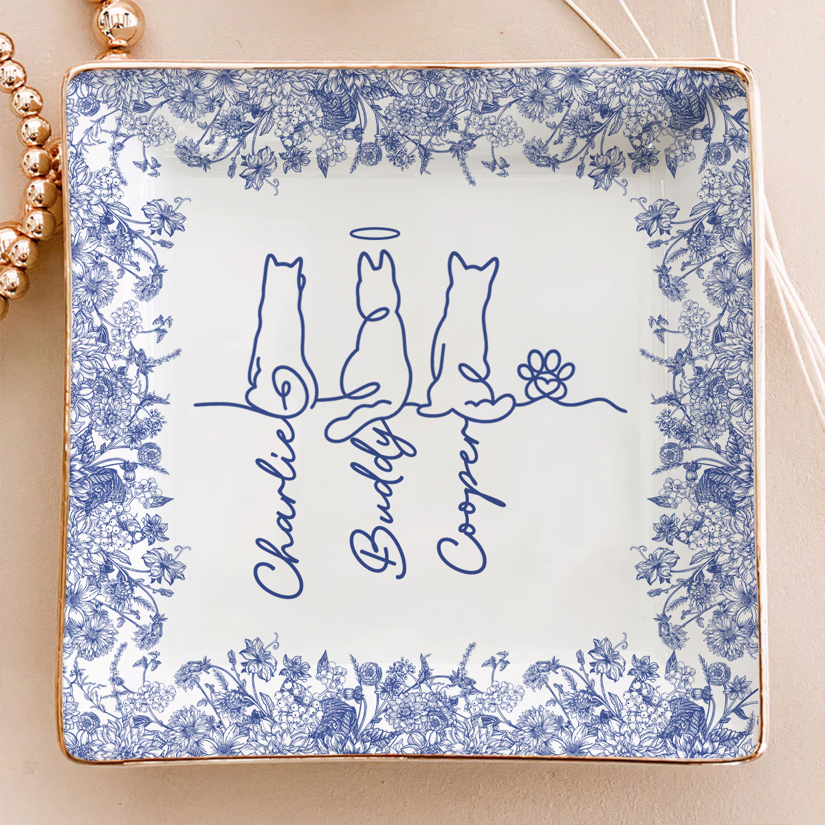 Love Dog Line Art - Personalized Jewelry Dish