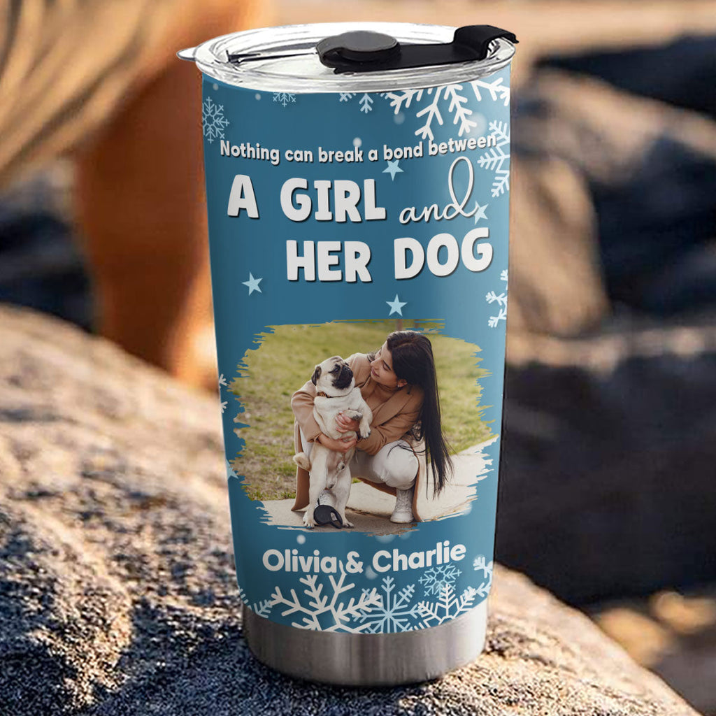 Custom Photo Christmas Birthday Gifts For Dog Mom, Dog Lovers • White Christmas Photo - Personalized Tumbler