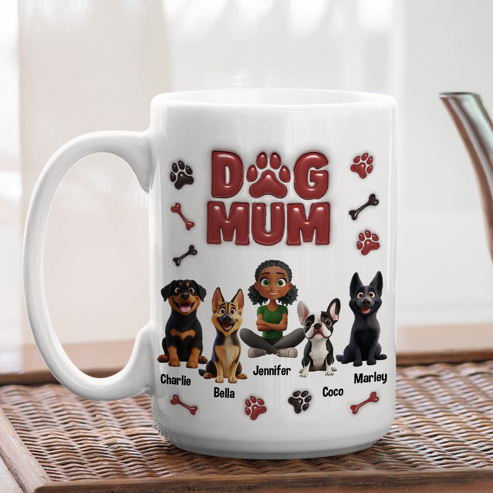 Custom Christmas Birthday Gifts For Dog Mom, Dog Lovers • Lovely Dog Mama - Personalized 3D Inflated Effect Mug