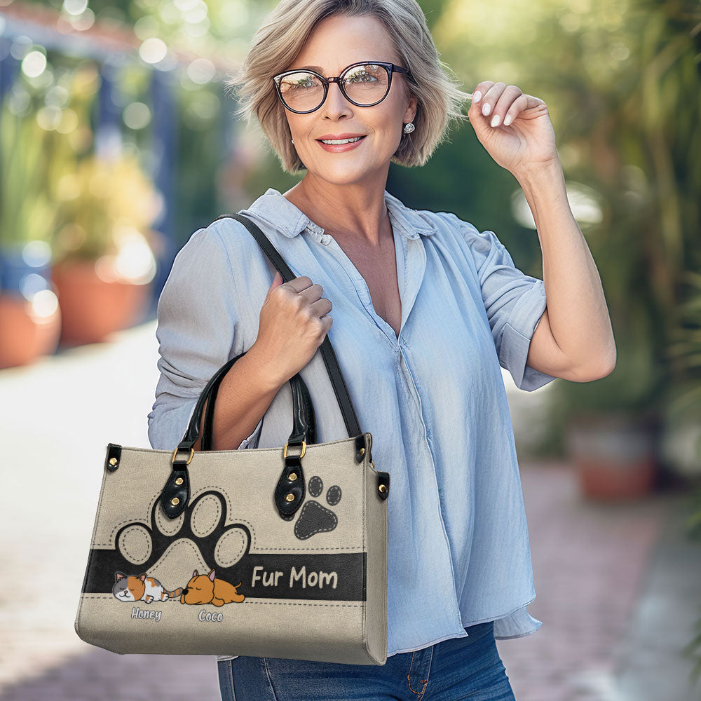 Elegant Fur Mom - Personalized Leather Bag