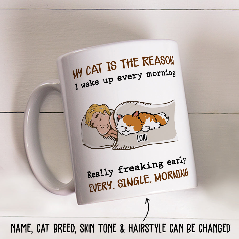 Custom Mother's day Birthday Gifts For Cat Mom, Cat Lovers • My Cat Is The Reason - Personalized White Coffee Mug