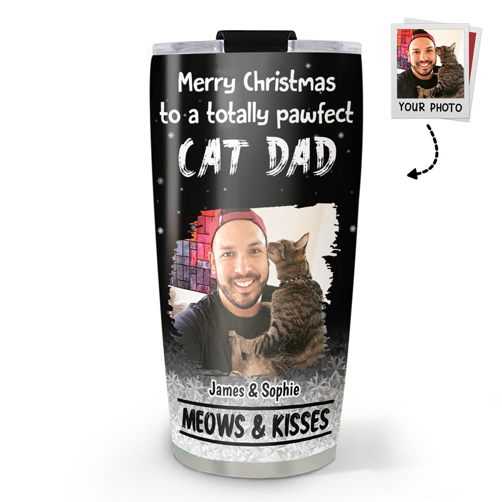 Custom Photo Christmas Birthday Gifts For Cat Lovers • Meow And Kiss Are All You Need Photo - Personalized Tumbler