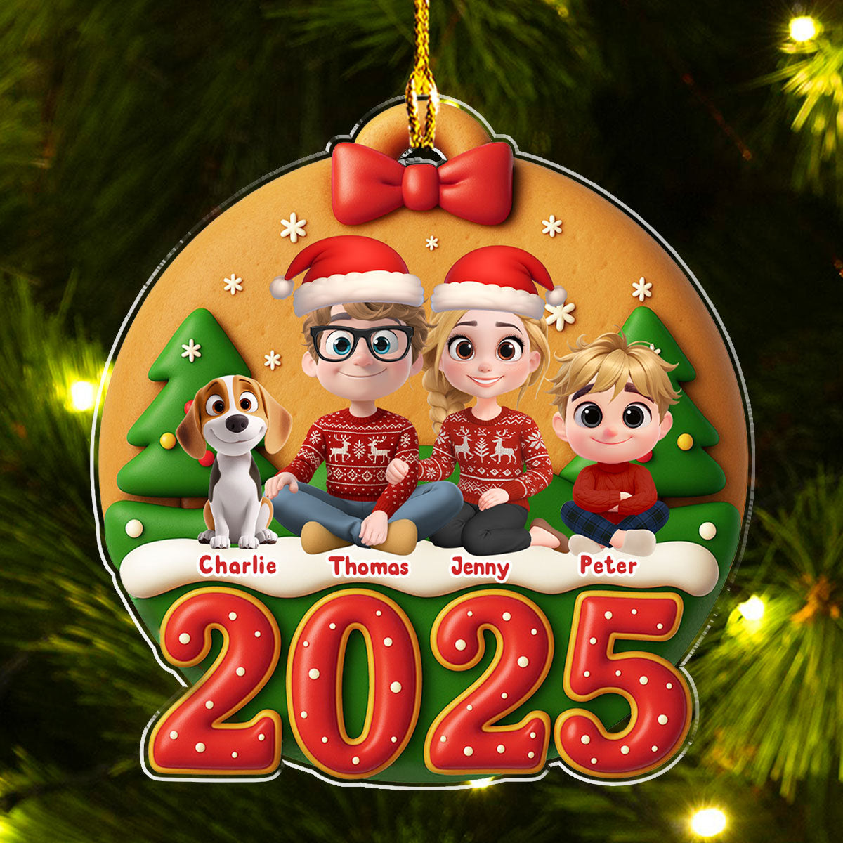 Custom Christmas Decor Home Birthday Gifts For Dog Lovers • Family Circle Cake - Personalized Acrylic Ornament