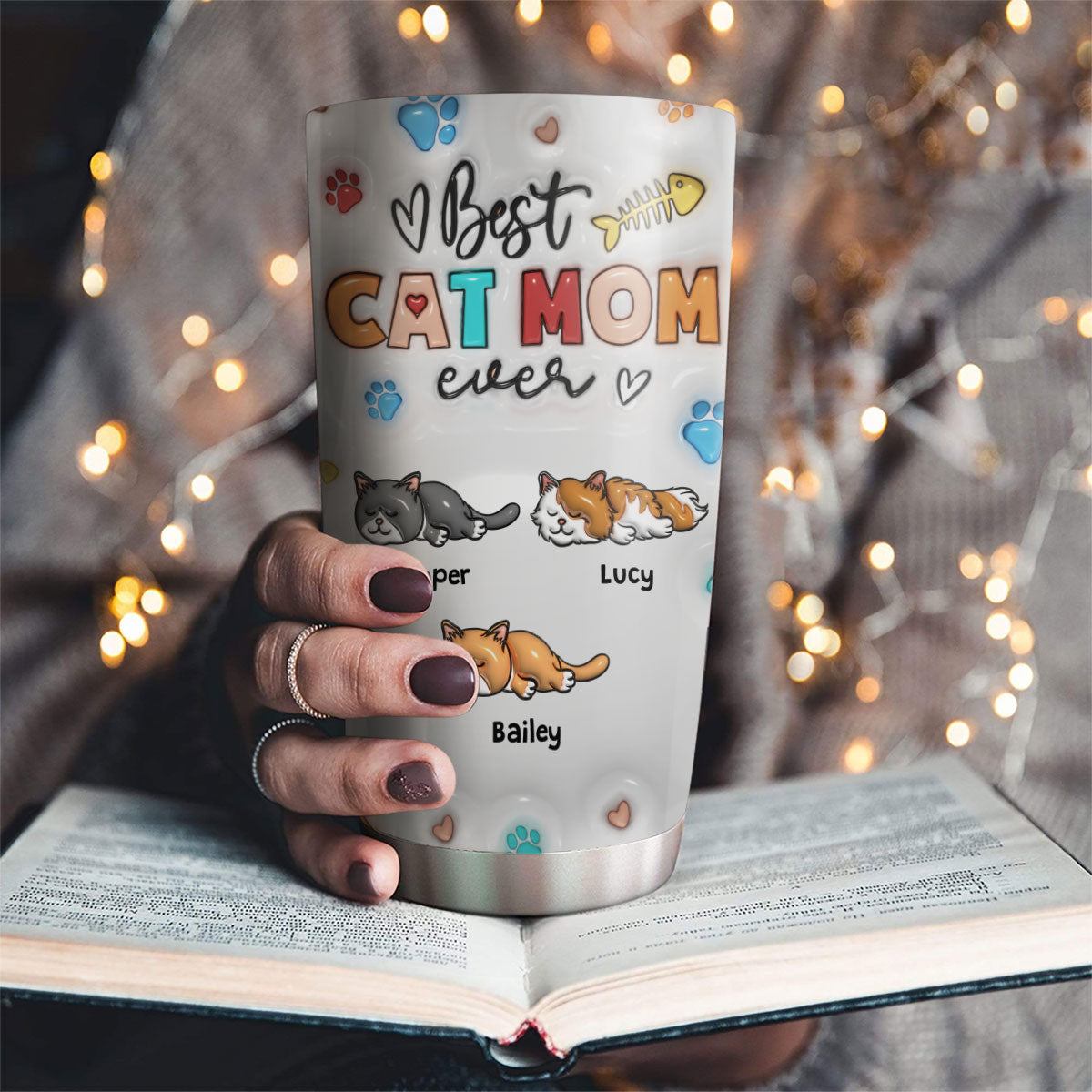 Custom Mother's day Birthday Gifts For Pet Mom, Pet Lovers • Proud To Be Cat Mom - Personalized 3D Inflated Effect Tumbler