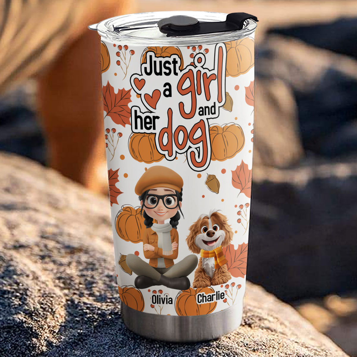 Custom Christmas Birthday Gifts For Dog Mom, Dog Lovers • Falling For You - Personalized Tumbler