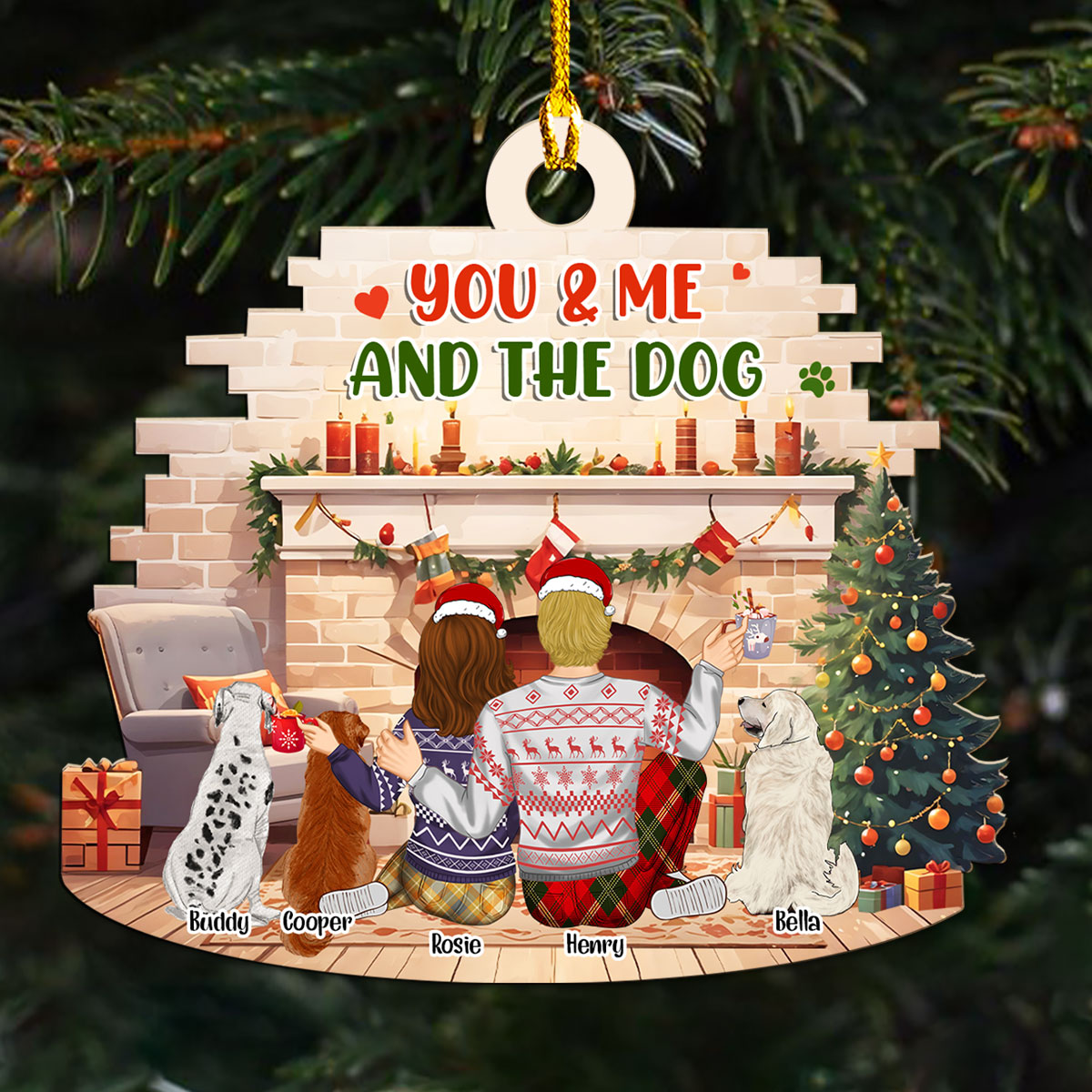You Me Our Dogs Family - Personalized Wood Ornament