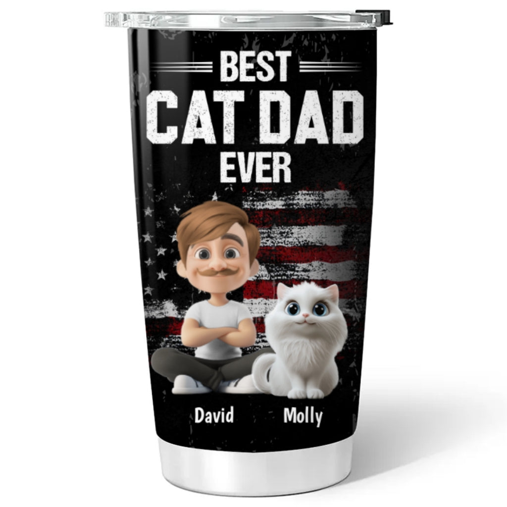Custom Father's day Birthday Gifts For Cat Dad, Cat Lovers • American Cat Dad - Personalized Tumbler
