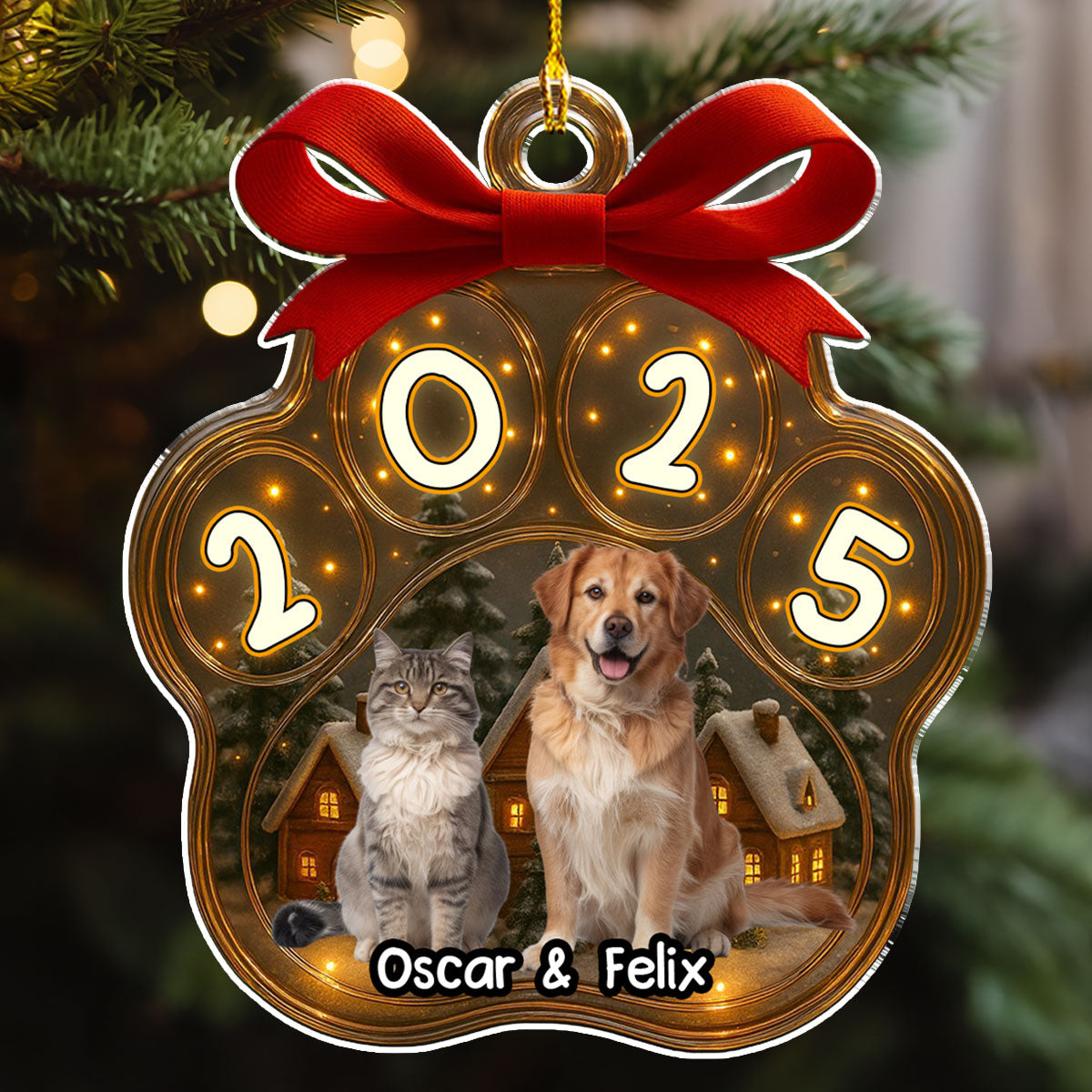 Custom Christmas Decor Home Birthday Gifts For Pet Mom, Pet Lovers • Snow All Over Here Photo - Personalized 3D Inflated Effect Acrylic Ornament