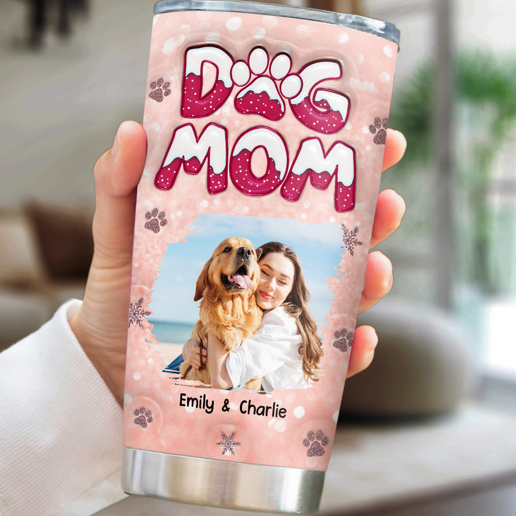 Custom Photo Christmas Birthday Gifts For Dog Mom, Dog Lovers • Christmas Is Coming To Paw Photo - Personalized 3D Inflated Effect Tumbler
