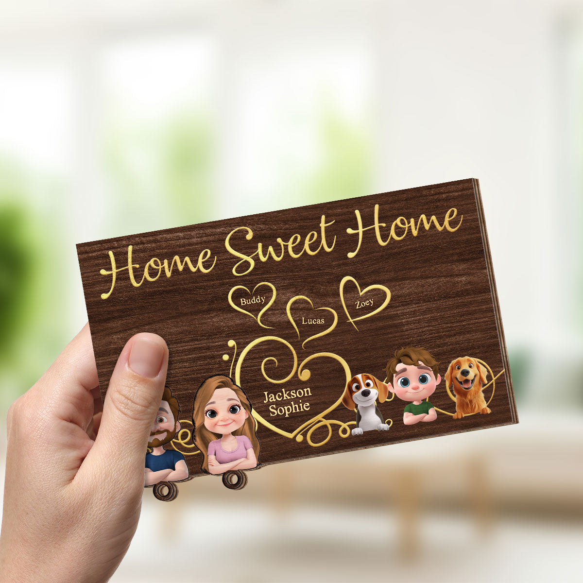The Heart Is The Key To Home - Personalized Wooden Key Holder With Keychain