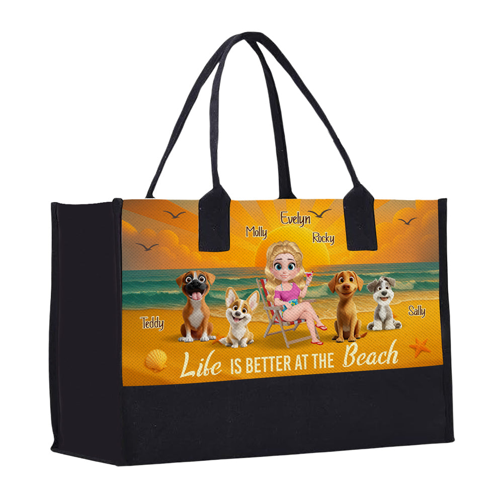 Life Is Better At The Beach With Pet Cartoonize - Personalized Canvas Tote Bag