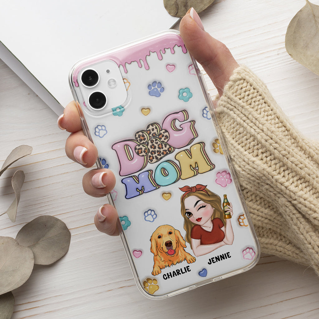 Dog Mom For Life - Personalized 3D Inflated Effect Phone Case