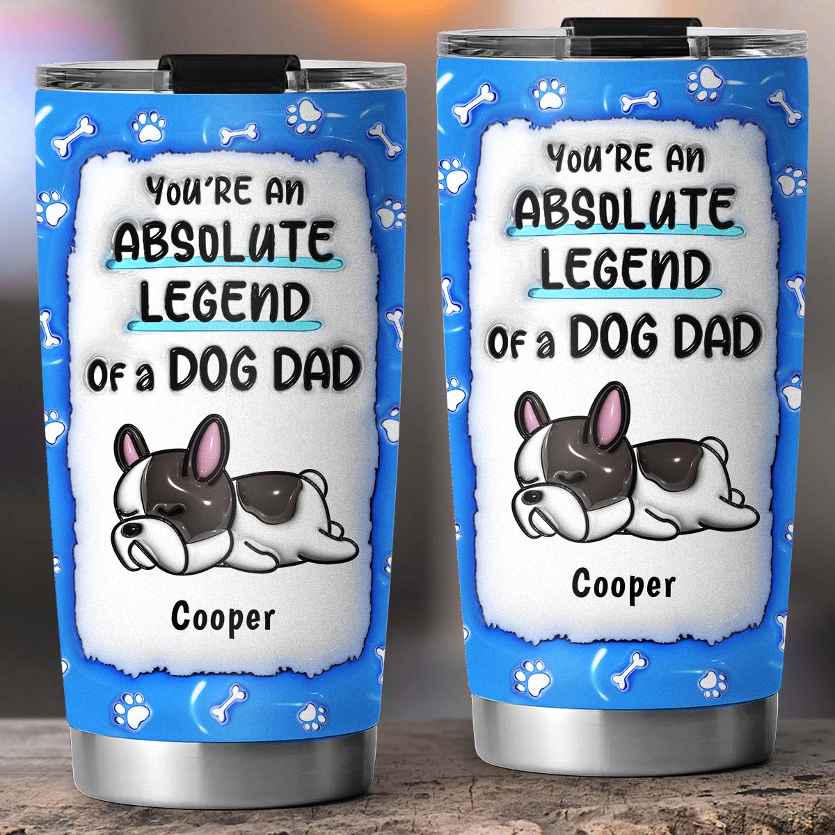 Custom Christmas Birthday Gifts For Pet Lovers • Legend Of A Dog Dad Mom - Personalized 3D Inflated Effect Tumbler