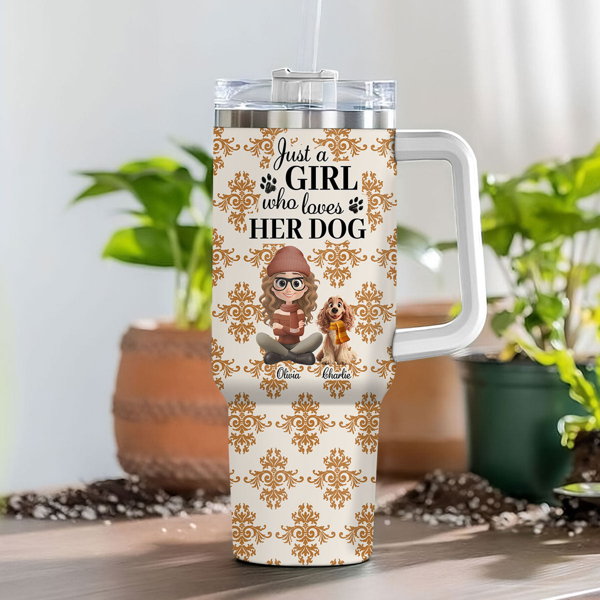 Custom Christmas Birthday Gifts For Dog Mom, Dog Lovers • Pumskin Dog Autumn - Personalized Tumbler
