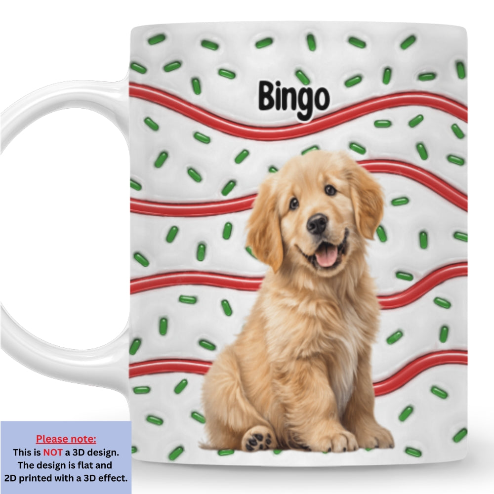 Custom Photo Christmas Birthday Gifts For Dog Lovers • Dog And Cake Cartoon Photo - Personalized 3D Inflated Effect Mug