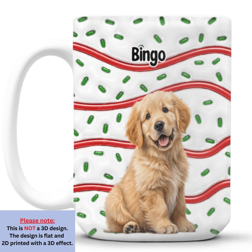 Custom Photo Christmas Birthday Gifts For Dog Lovers • Dog And Cake Cartoon Photo - Personalized 3D Inflated Effect Mug