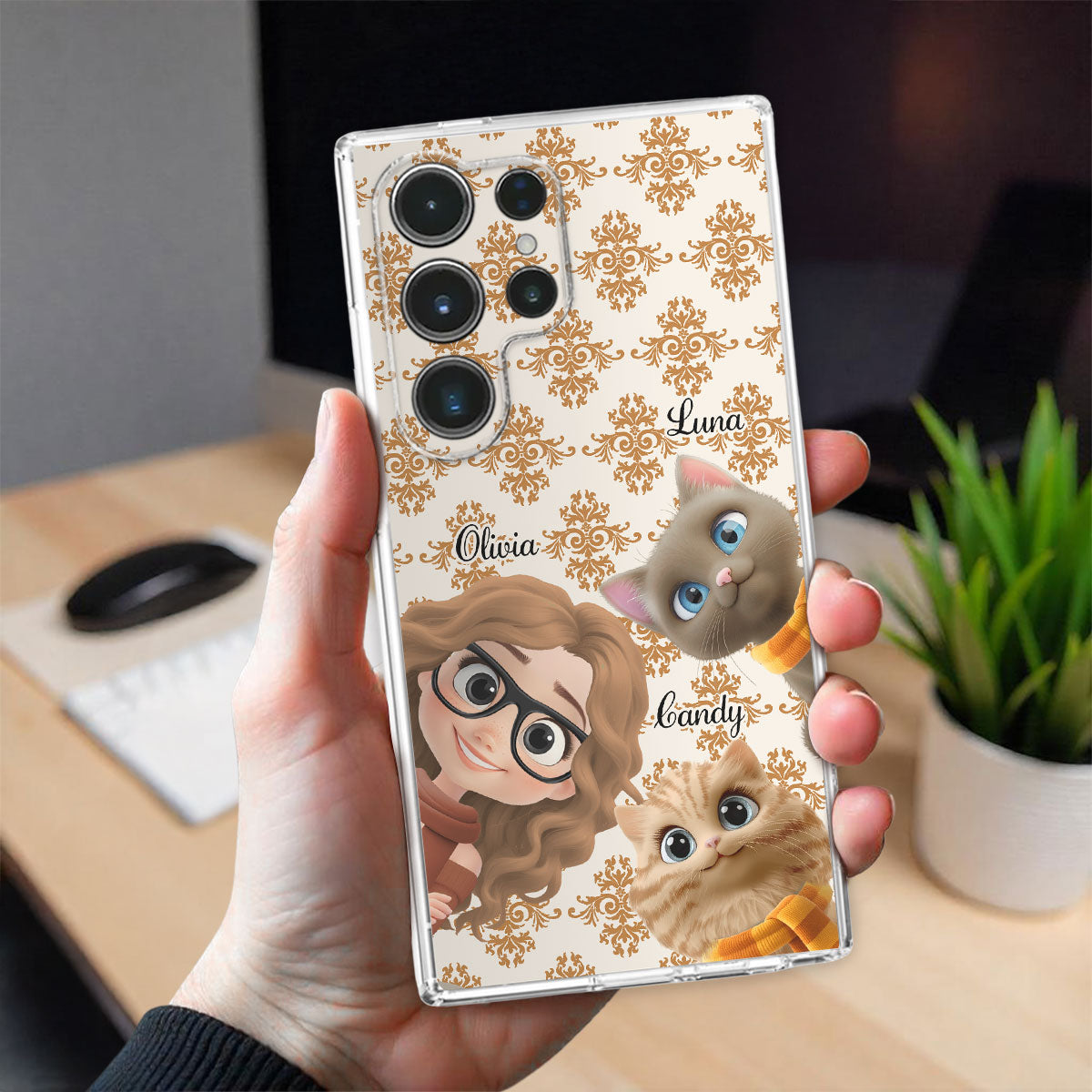Pumskin Girl And Her Cat - Personalized Phone Case