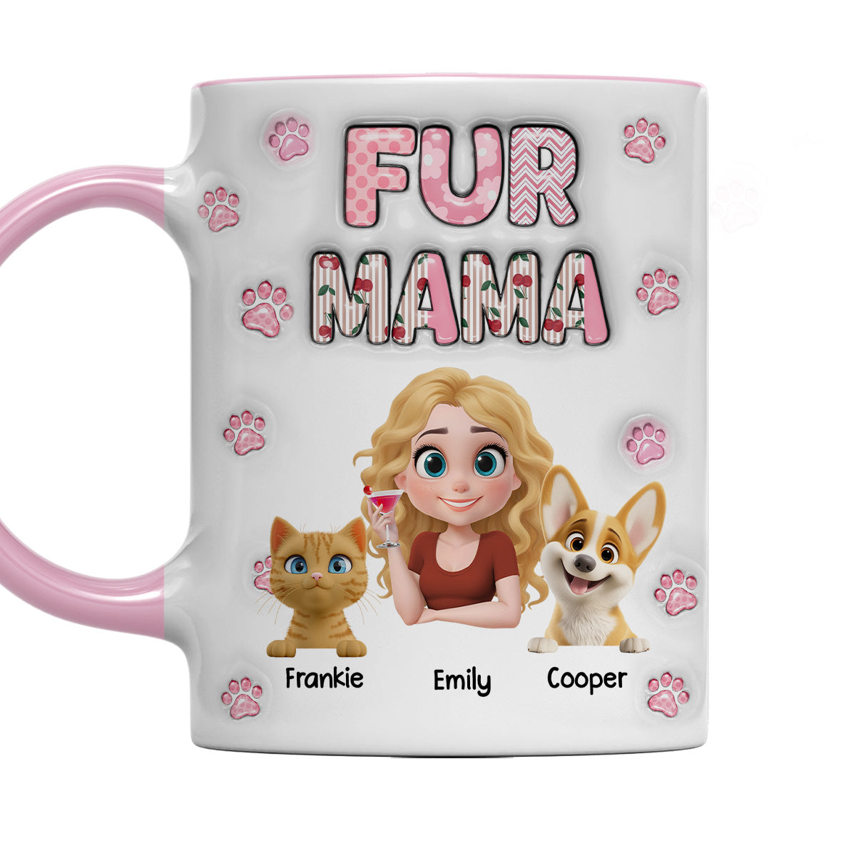 Custom Christmas Birthday Gifts For Pet Mom, Pet Lovers • Cherry On Top Of Us - Personalized 3D Inflated Effect Accent Mug