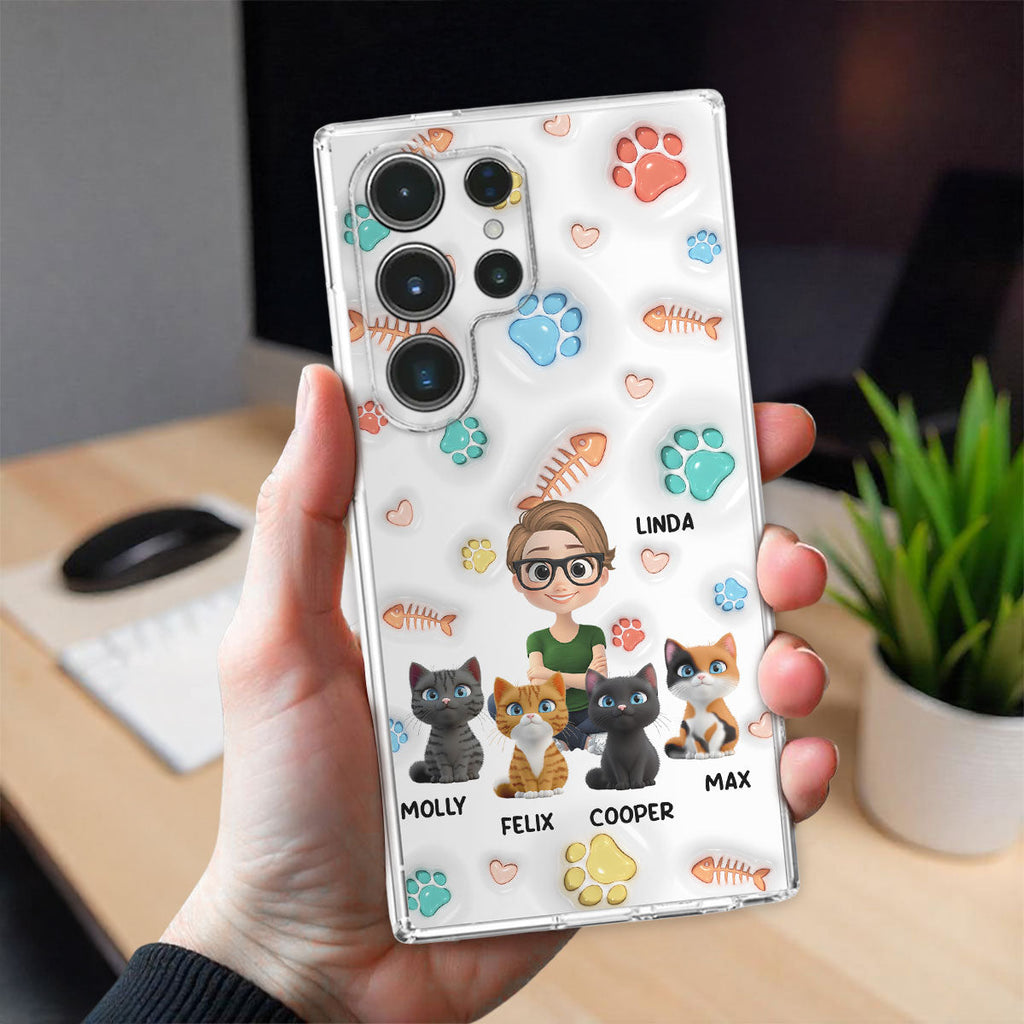 Cute Cat Mom Paw - Personalized 3D Inflated Effect Phone Case