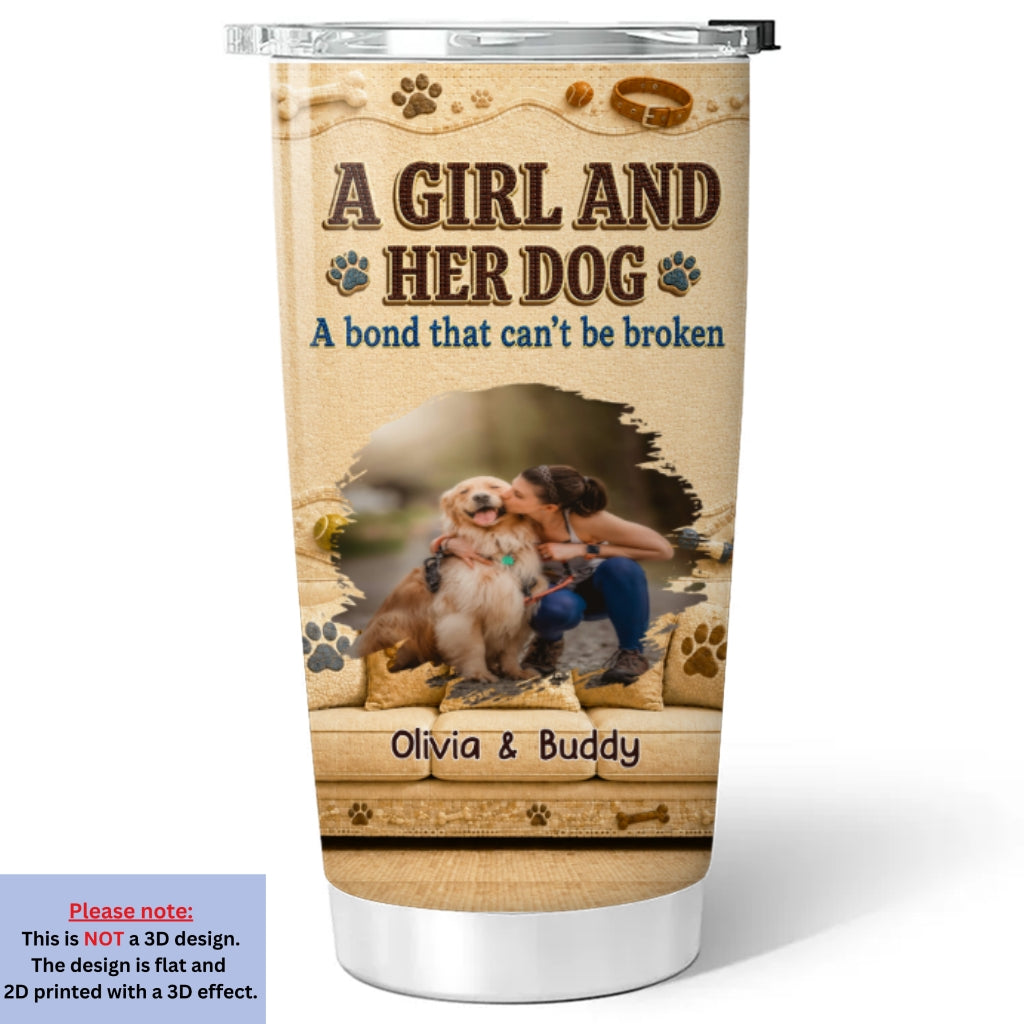 Custom Photo Christmas Birthday Gifts For Dog Mom, Dog Lovers • Snuggly Girl And Her Lovely Dogs Photo - Personalized 3D Effect Tumbler