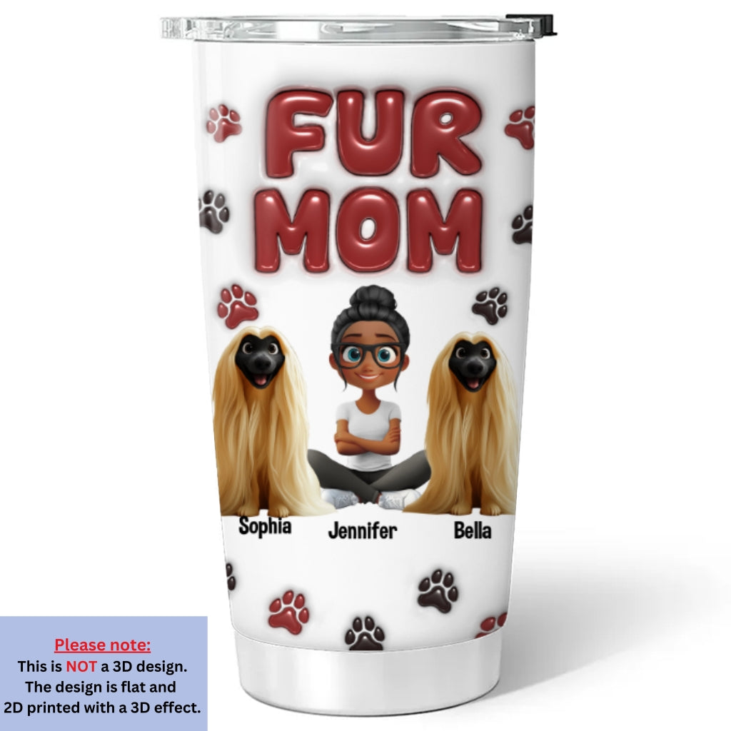 Custom Mother's day Birthday Gifts For Cat Mom, Cat Lovers • Lovely Fur Mama - Personalized 3D Inflated Effect Tumbler