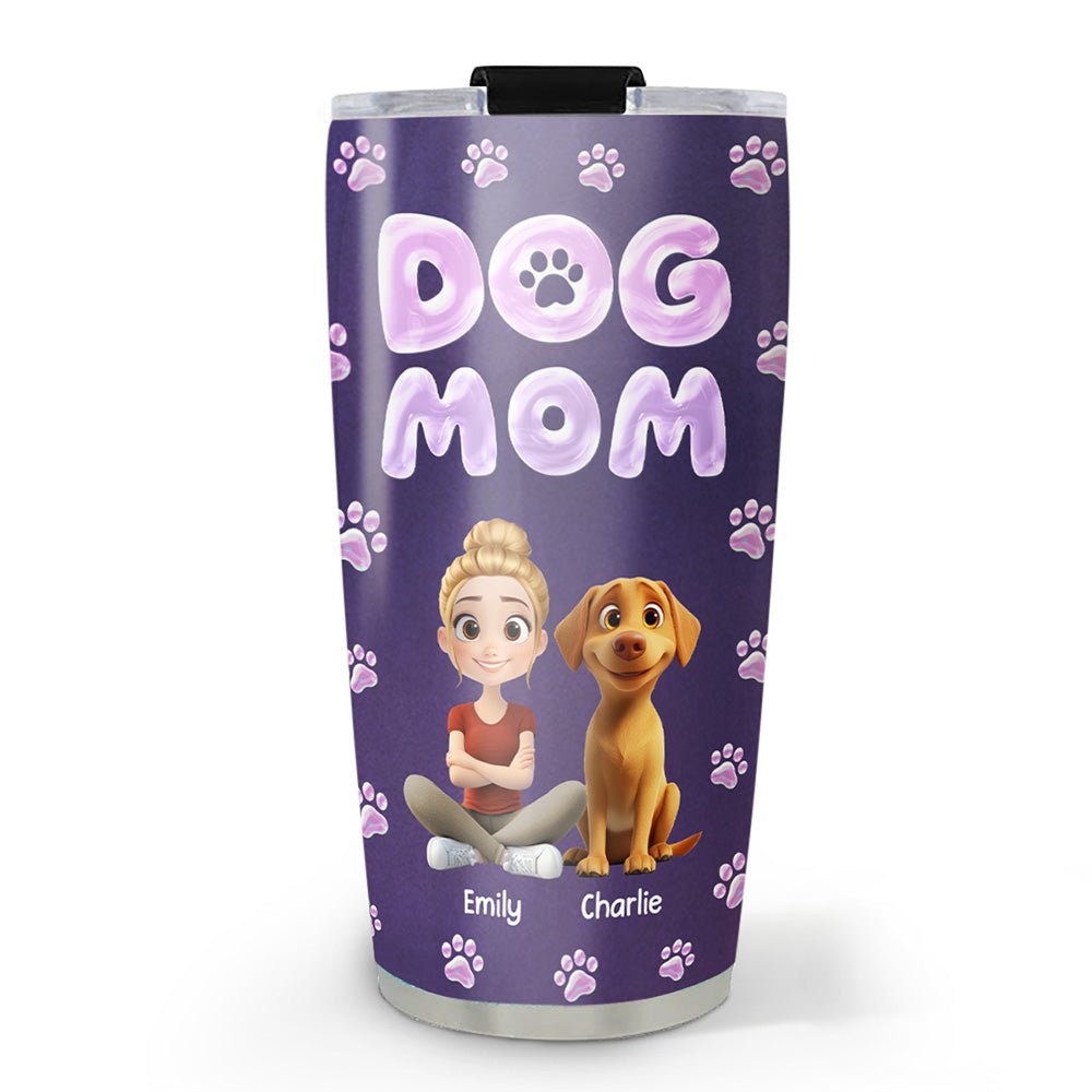 Custom Christmas Birthday Gifts For Dog Mom, Dog Lovers • Colorful New Dog Mom - Personalized 3D Inflated Effect Tumbler