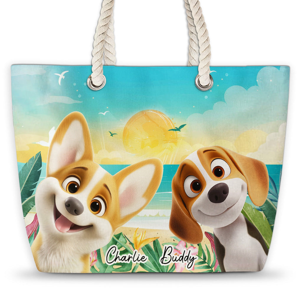 Dog At The Beach - Personalized Beach Bag