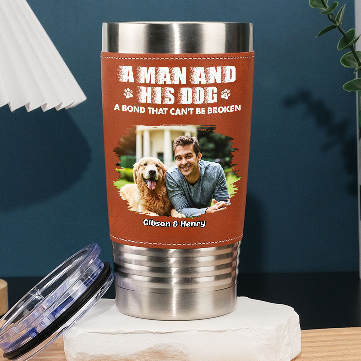 Custom Photo Christmas Birthday Gifts For Dog Lovers • Best Parent To Me Photo - Personalized Leather Tumbler