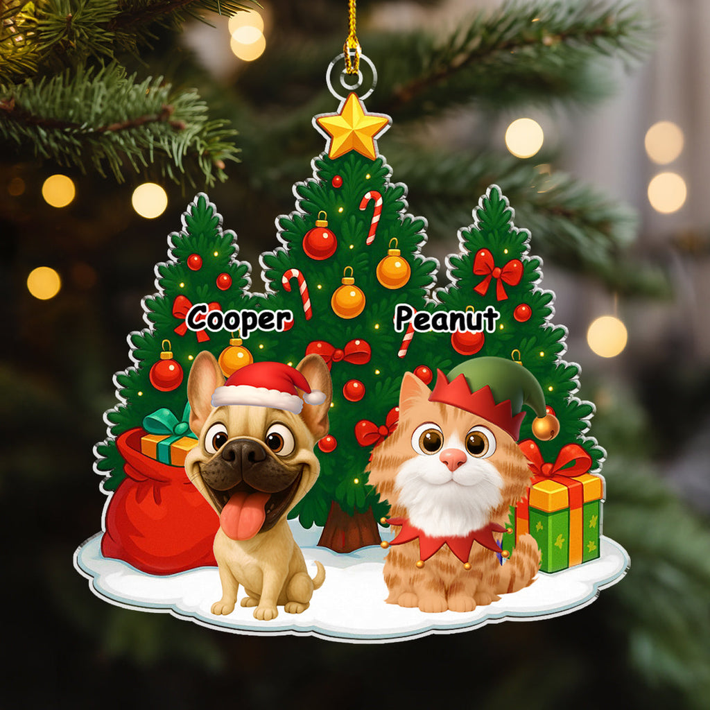 Custom Christmas Decor Home Birthday Gifts For Pet Lovers • Pet Under Christmas Tree - Personalized Acrylic Ornament