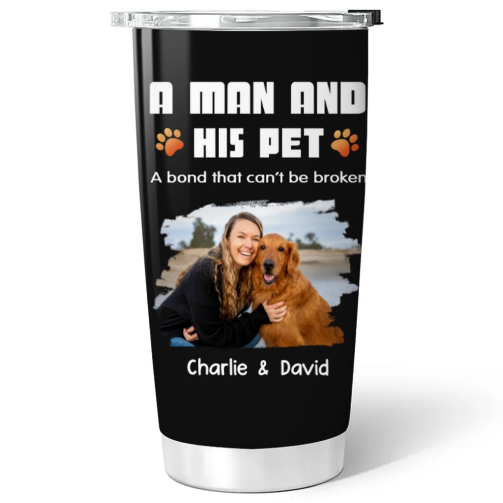 Custom Photo Christmas Birthday Gifts For Pet Lovers • Human And Their Pet Cartoon Christmas Photo - Personalized Tumbler