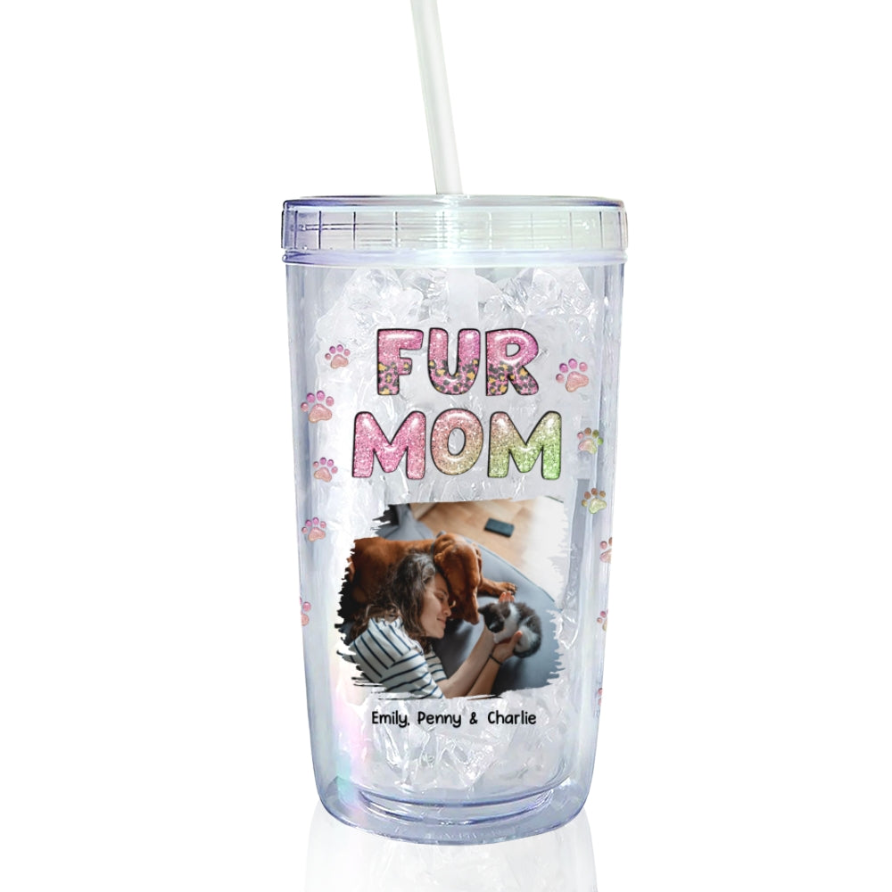 Custom Photo Christmas Birthday Gifts For Pet Mom, Pet Lovers • Pet Mom Lovely Chibi Photo - Personalized 14oz Plastic Tumbler