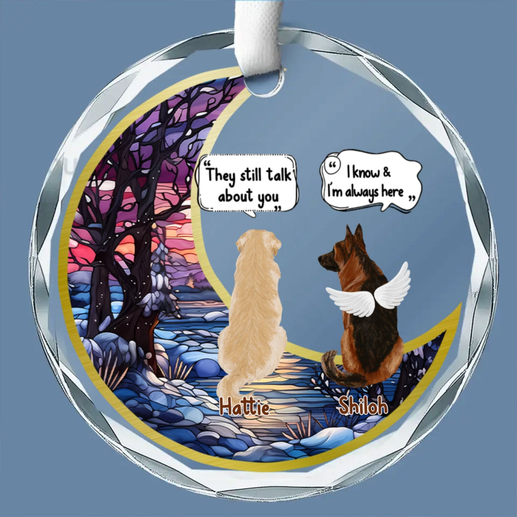 Custom Christmas Memorial Sympathy Gifts For Dogs, Cats • They Still Talk About You - Personalized Glass Ornament