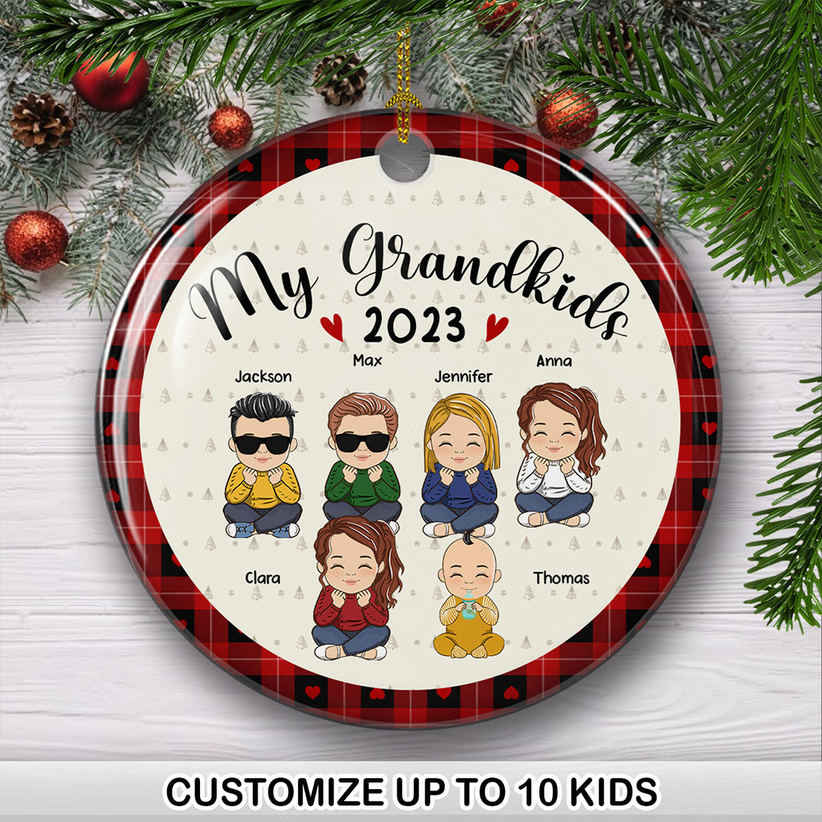 My Lovely Grandkids - Personalized Circle Ceramic Christmas Ornament