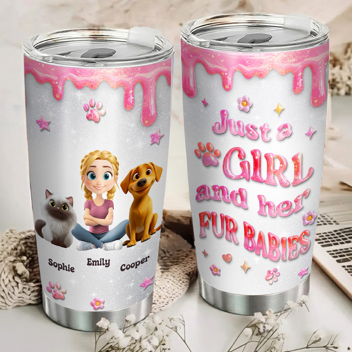Custom Christmas Birthday Gifts For Pet Mom, Pet Lovers • Every Day Is A Nice Day With MY Babies - Personalized 3D Effect Tumbler
