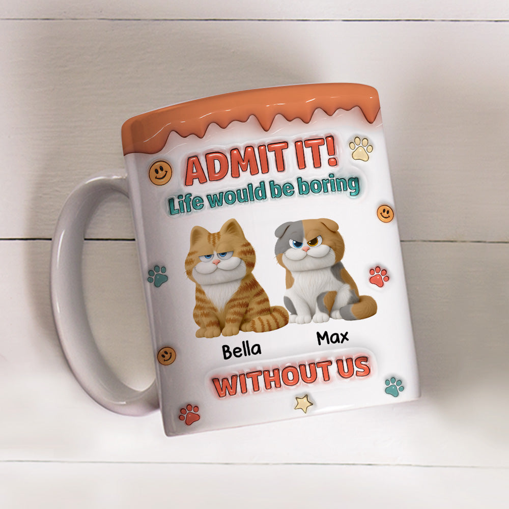 Custom Christmas Birthday Gifts For Cat Lovers • Admit It Chunky Cat - Personalized 3D Inflated Effect Coffee Mug