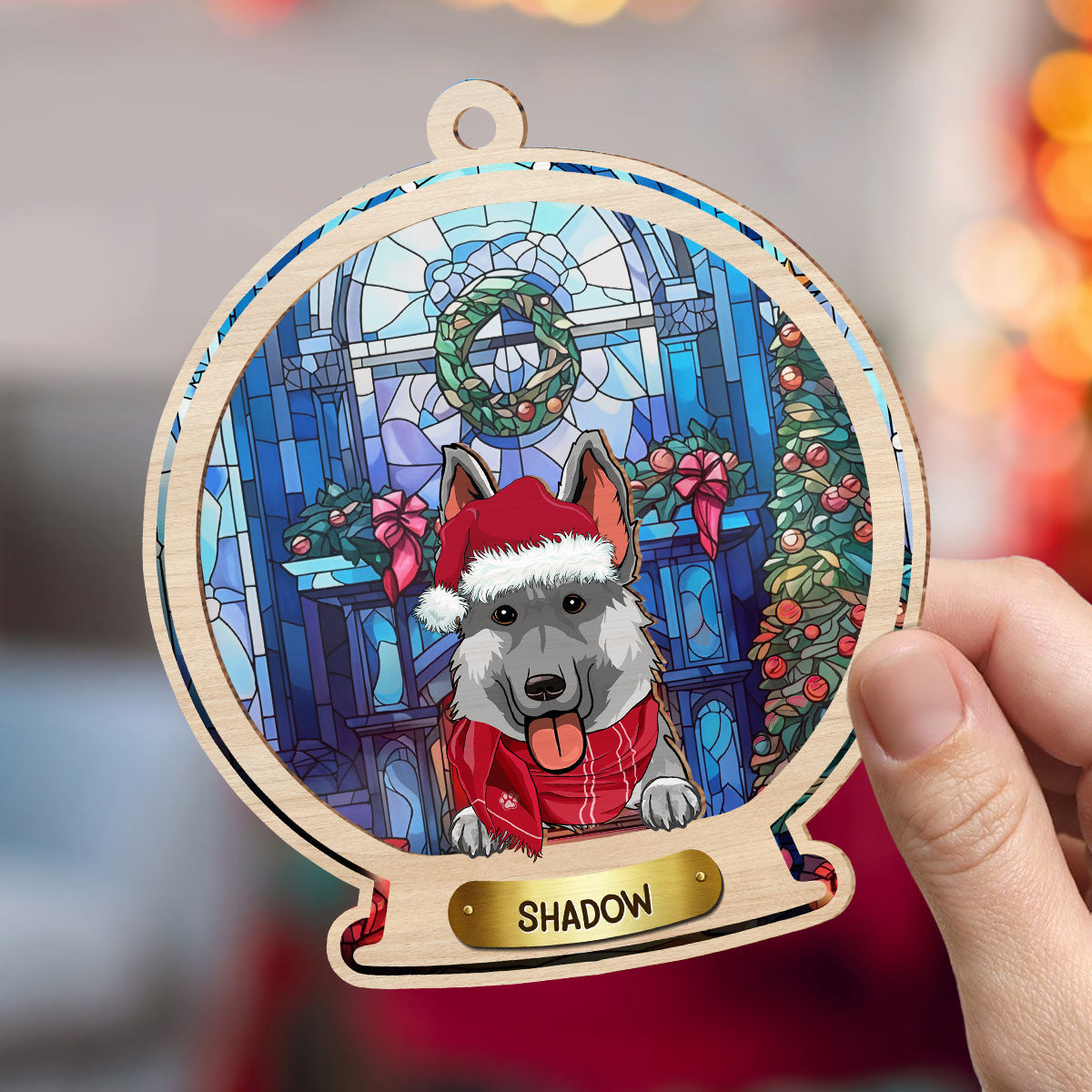 Snow Globe Dog - Personalized Suncatcher Ornament