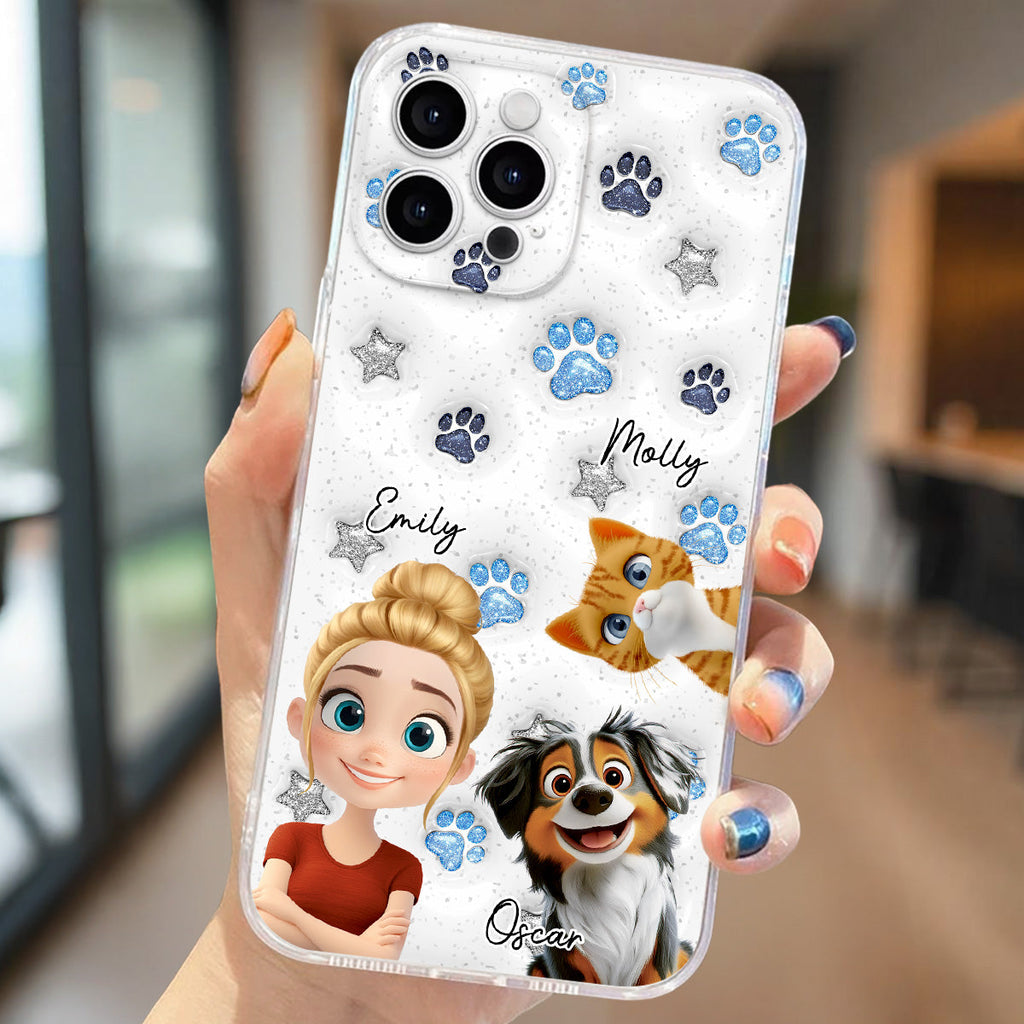 Fur Mom Dad Blue Star - Personalized 3D Inflated Effect Phone Case