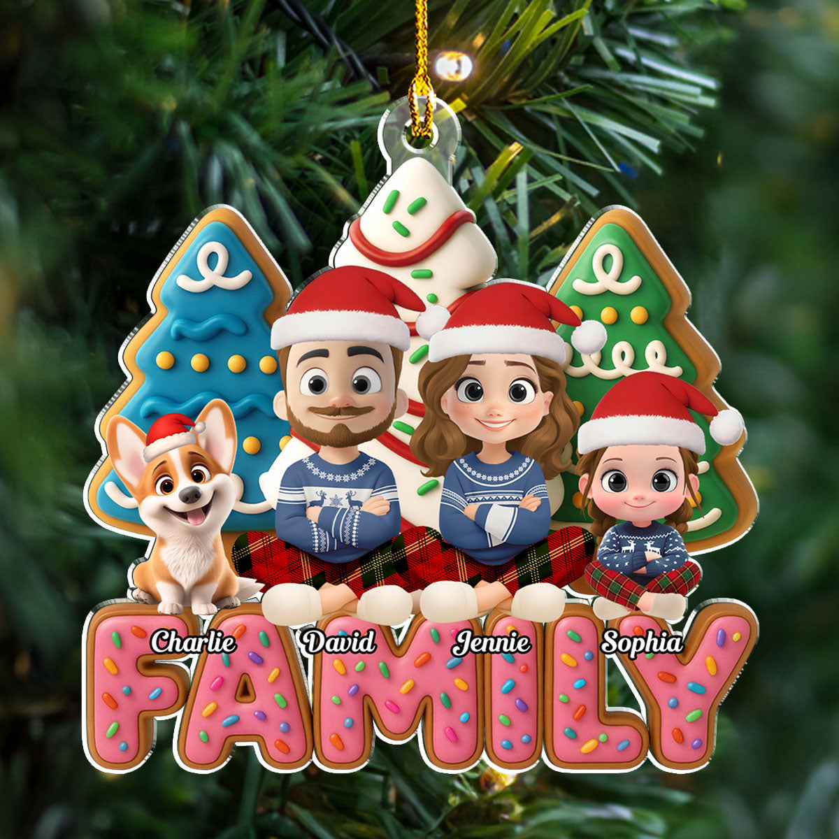 Custom Christmas Decor Home Birthday Gifts For Dog Lovers • Sweet Family Tree - Personalized Acrylic Ornament