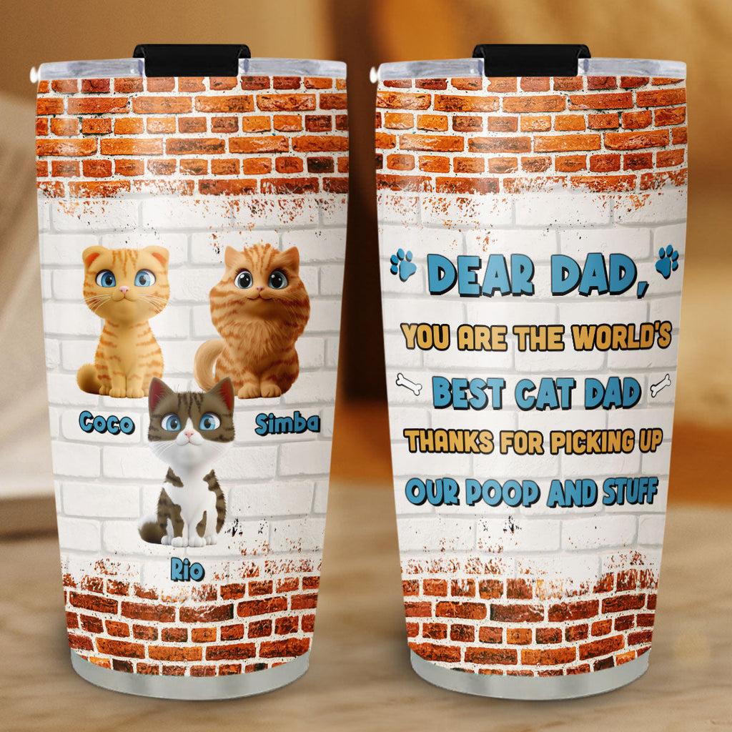 Custom Christmas Birthday Gifts For Cat Dad, Cat Lovers • Dear Dad Cat Ver - Personalized Tumbler