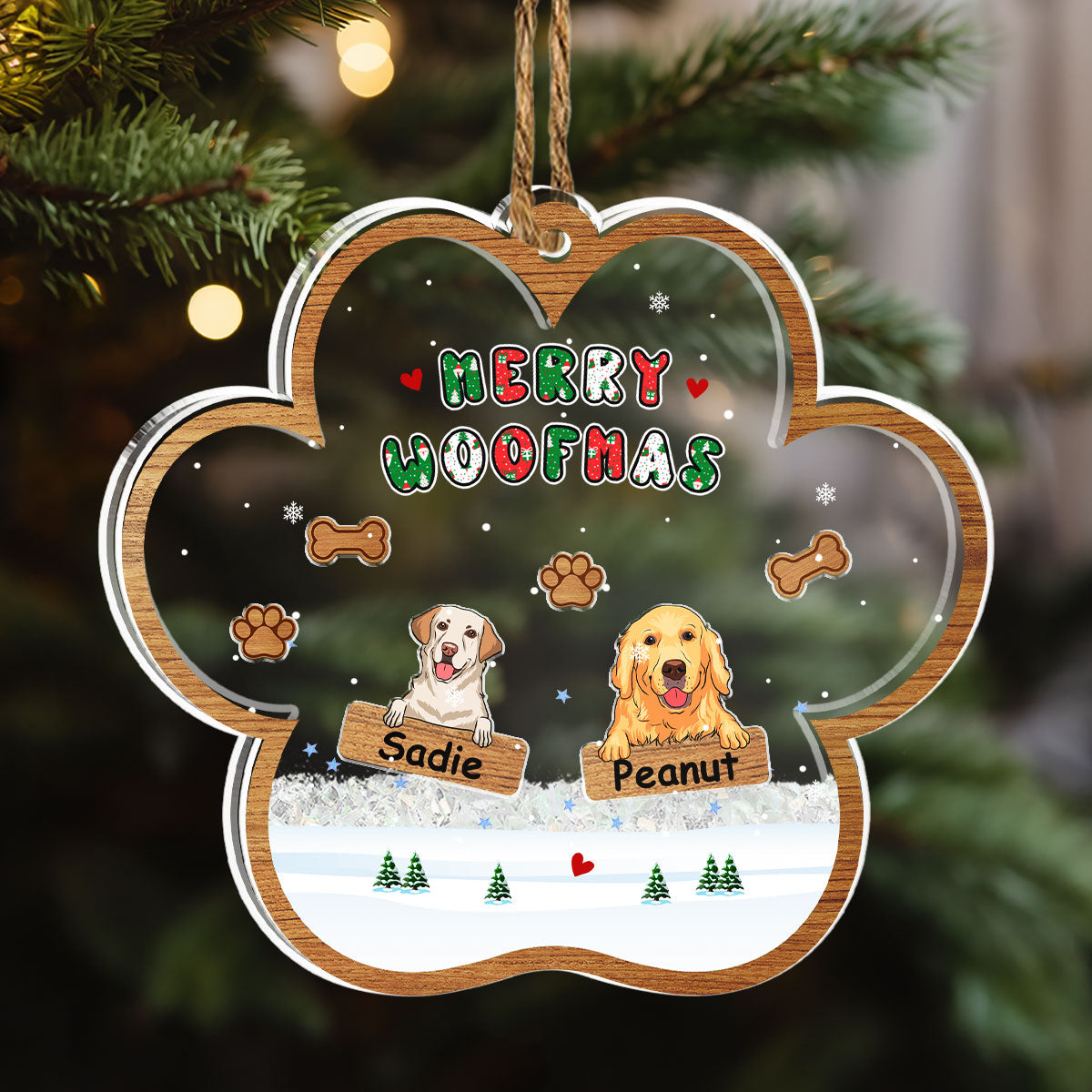 Woofmas Winter - Personalized Acrylic Shaker Ornament