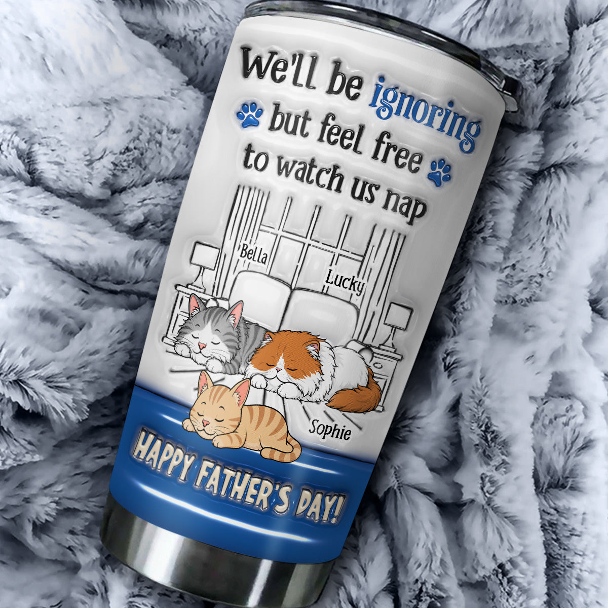 Custom Father's day Birthday Gifts For Cat Dad, Cat Lovers • Watch Me Nap - Personalized 3D Inflated Effect Tumbler