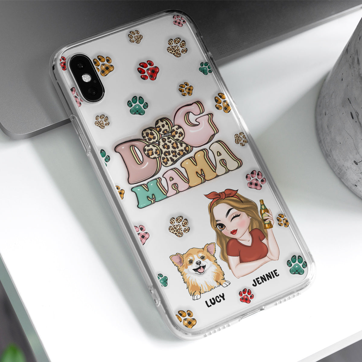 Dog Mom For Life - Personalized 3D Inflated Effect Phone Case
