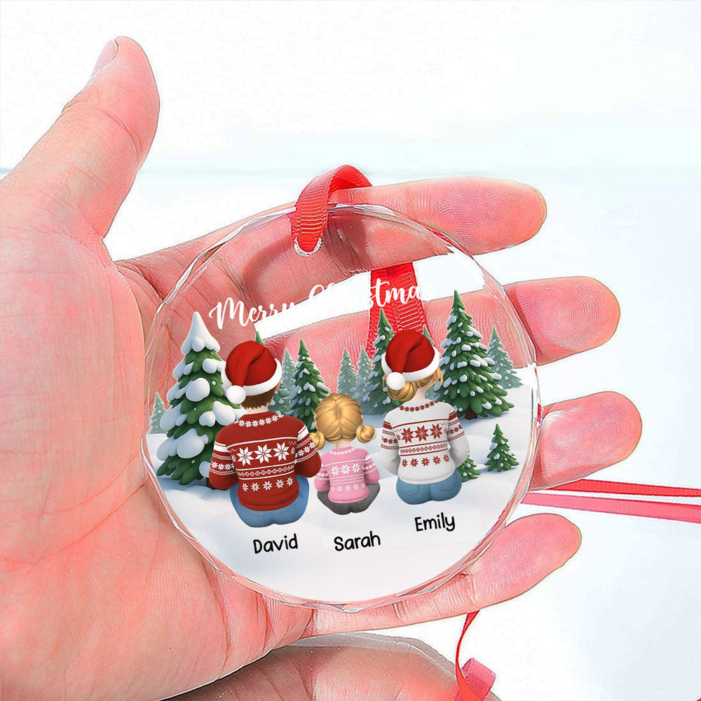 Custom Christmas Decor Home Birthday Gifts For Dog Lovers • Merry Christmas Family & Pets - Personalized Glass Ornament