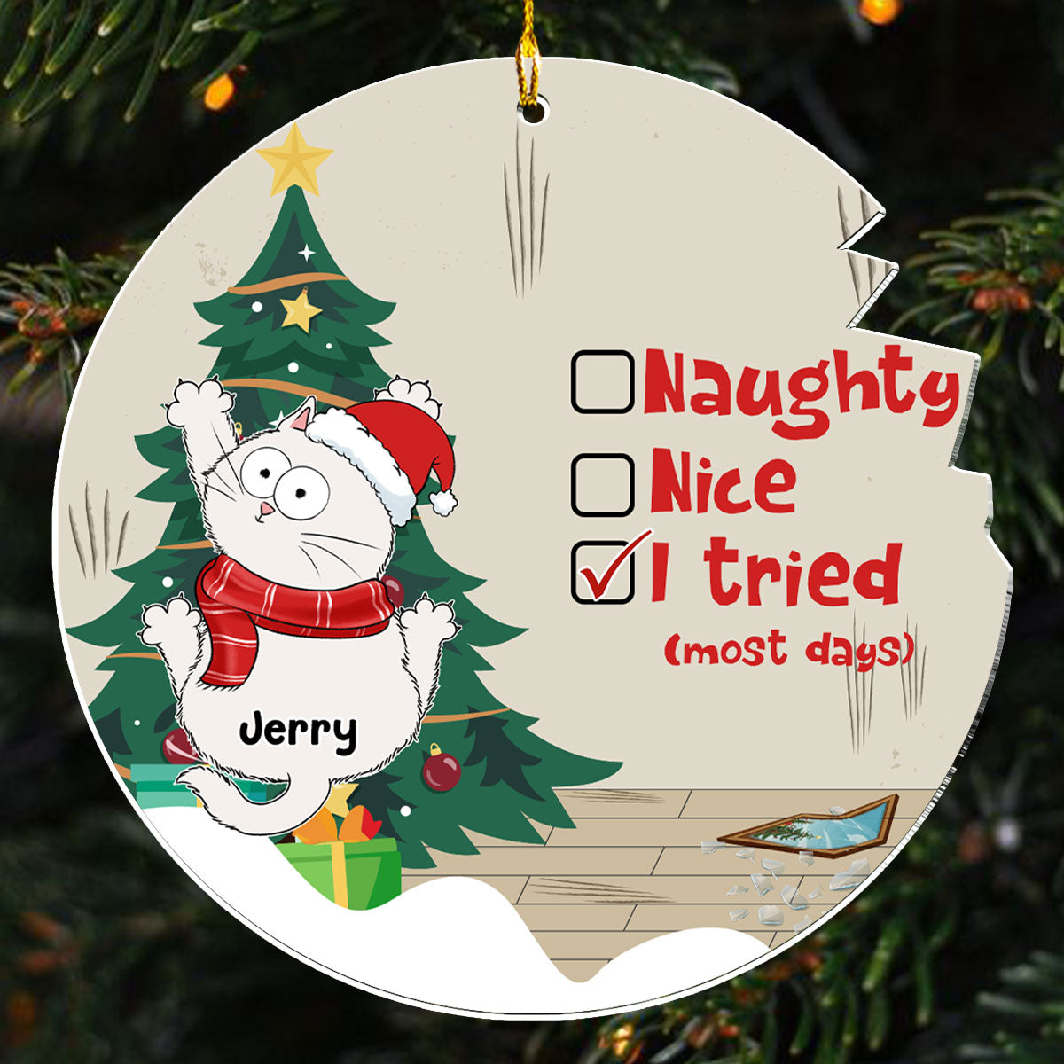 Naughty Or Nice - Personalized Acrylic Ornament
