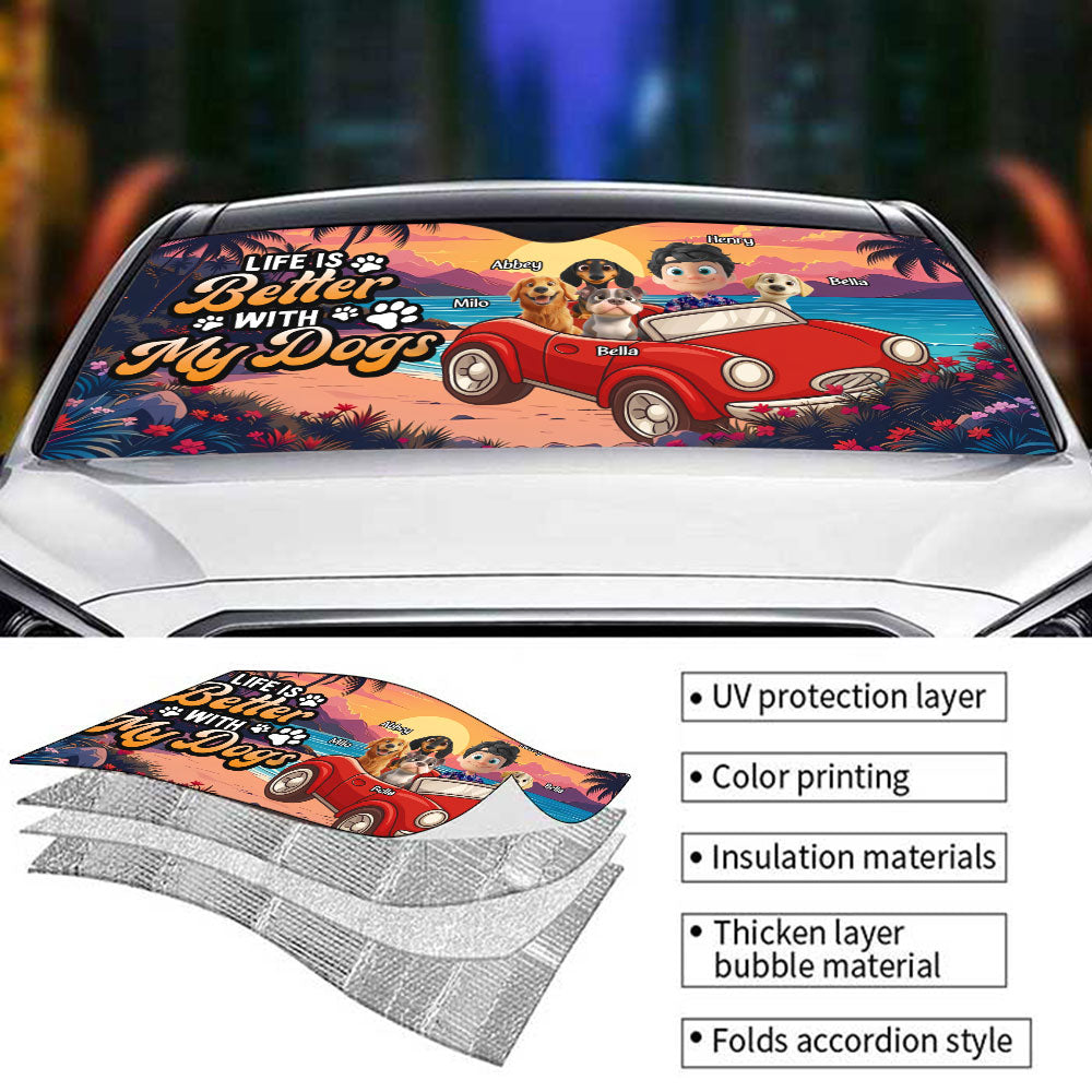 Custom Christmas Birthday Gifts Car Accessories for Dog Parents • Dog And Car - Personalized Car Sunshade