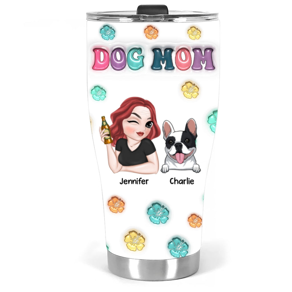 Custom Mother's day Birthday Gifts For Dog Mom, Dog Lovers • Dog Mom Summer - Personalized 3D Inflated Effect Tumbler