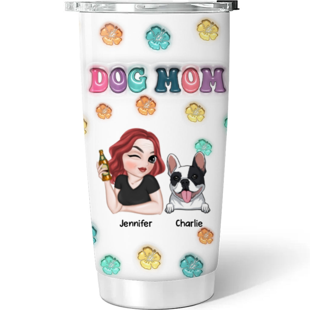Custom Mother's day Birthday Gifts For Dog Mom, Dog Lovers • Dog Mom Summer - Personalized 3D Inflated Effect Tumbler