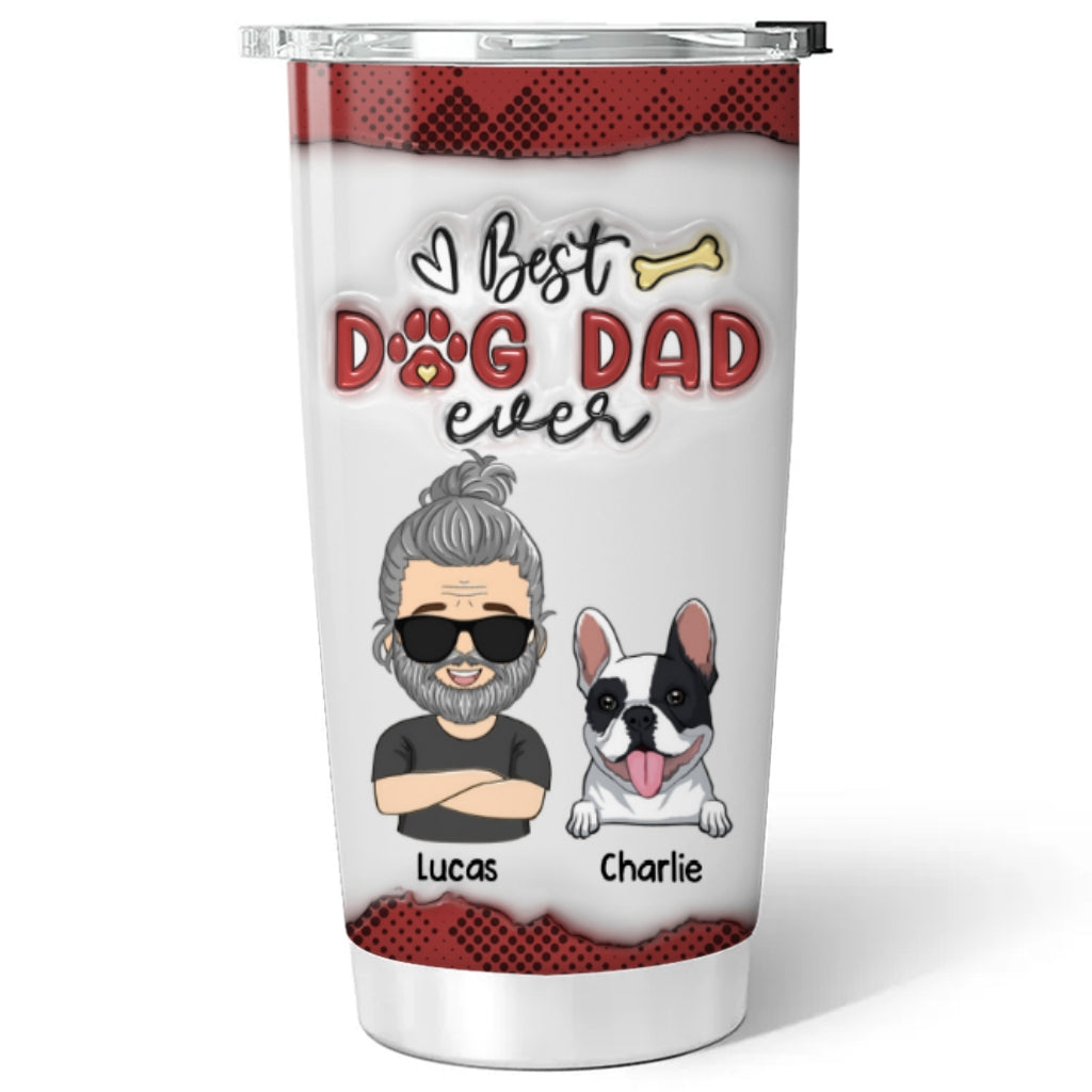 Custom Christmas Birthday Gifts For Dog Dad, Dog Lovers • Cool Dog Dad - Personalized 3D Inflated Effect Tumbler