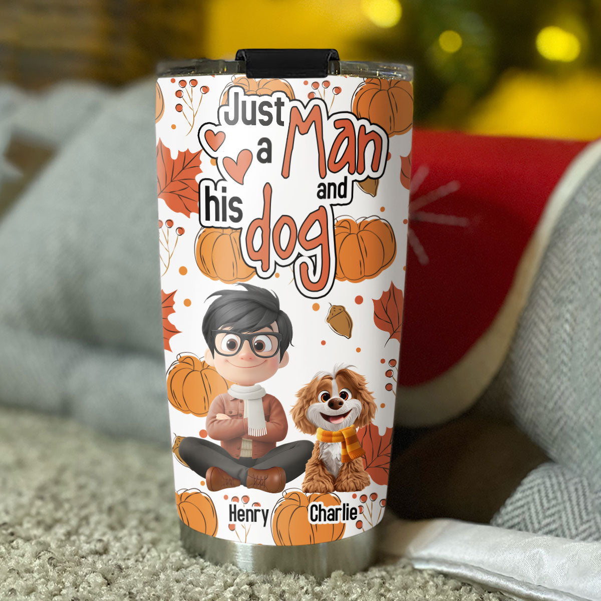 Custom Christmas Birthday Gifts For Dog Dad, Dog Lovers • Falling In You - Personalized Tumbler